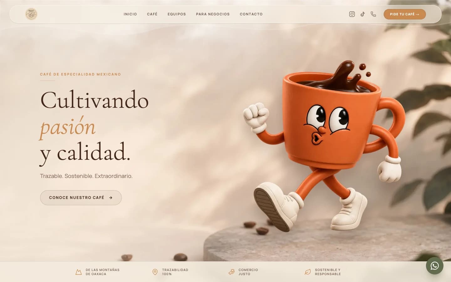Captura actual del sitio de NEEK Café